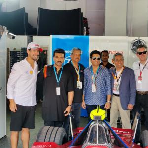 Ramcharan and Sachin at Formula E Race