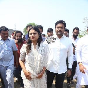 Manchu Manoj and Bhuma Mounika at Nandyala