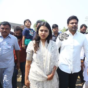 Manchu Manoj and Bhuma Mounika at Nandyala