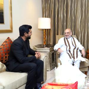 Megastar Chiranjeevi and Ram charan met with Amit Shah