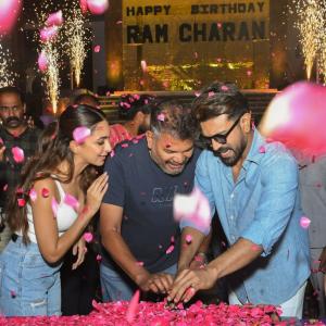 Ram Charan Birthday Celebrations at RC15 Movie Sets