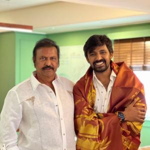 Mohanbabu and Manchu Vishnu Felicitates Balagam Movie Team