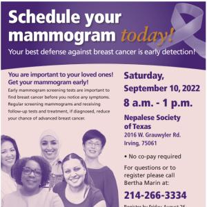 No Cost Mammogram for Irving community on Septembe...