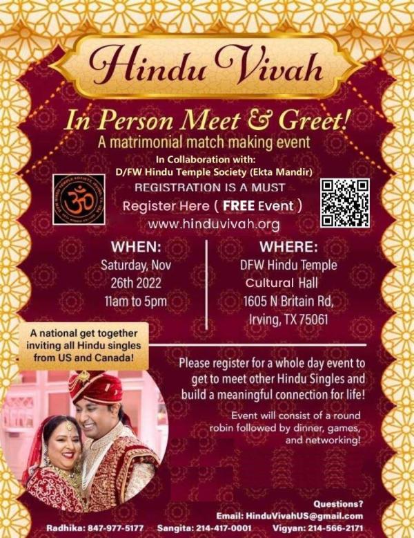 Hindu Vivah In person Meet & Greet in Dallas