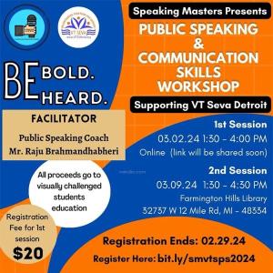 Speaking Masters & VT Seva Detroit Public Speaking...