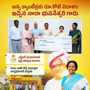 Nara Bhuvaneshwari Gives Back to Society with Major Donation to Anna Canteens