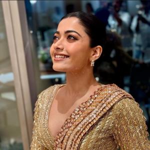 Pic Talk: Rashmika Mandanna in golden saree