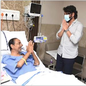 Nagarjuna visits KCR at Yashoda Hospital