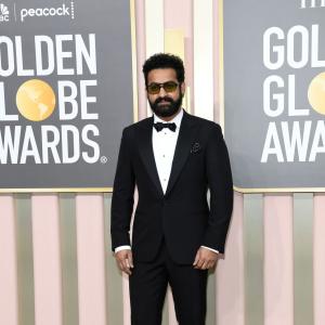 NTR Jr owns the red carpet at Golden Globe in a classic black tuxedo