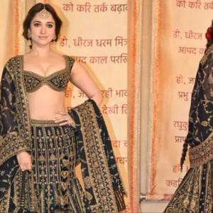 Tamannaah Bhatia exudes vintage elegance at Anant-Radhika's reception in a ₹3.85 lakh lehenga.