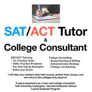 SAT   ACT Tutor – Yale Graduate – 7 Years Experience (Dallas)