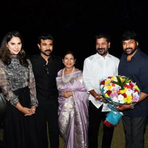 CM Revanth Reddy attends Chiranjeevi's party