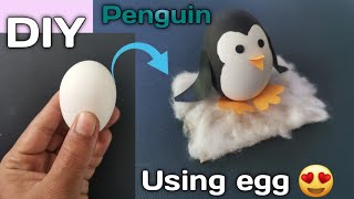 How To Make Cute Penguin With Egg Shell | DIY Egg Shell Craft | Waste Egg Shell  Craft Ideas