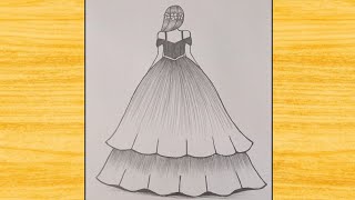 How to draw a girl in a dress |beautiful girl drawing |drawing of a girl with beautiful dress |