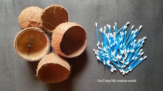 Waste Coconut Shell and Earbuds Craft Idea  How to Mak