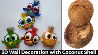 Coconut Shell craft ideasHow to make Bird with Coconut